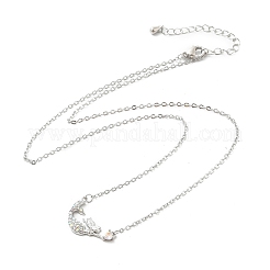 Brass Micro Pave Cubic Zirconia Heart Mermaid Pendant Necklaces for Women&nbsp;NJEW-S441-07A-P