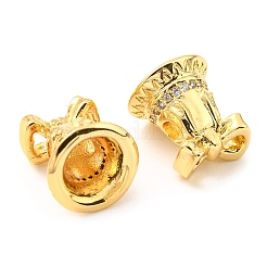 Christmas Theme Rack Plating Brass Micro Pave Cubic Zirconia Beads&nbsp;KK-M247-24G