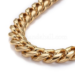 Ion Plating(IP) Men's 304 Stainless Steel Cuban Link Chain Bracelets&nbsp;BJEW-P263-B01-G