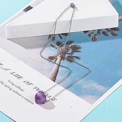 Natural Gemstone Heart Pendant Necklace with 304 Stainless Steel Cable Chains for Women&nbsp;NJEW-JN03852-02