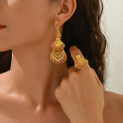 Vintage Middle Eastern Alloy Hollow Fan Earrings & Rings Sets for Women&nbsp;KE0324