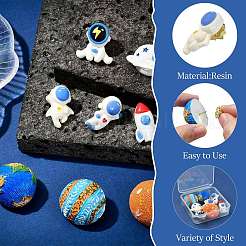 8Pcs 8 Styles Space Astronaut Theme Resin Lapel Pins for Backpack Clothes&nbsp;JEWB-CJ0003-49