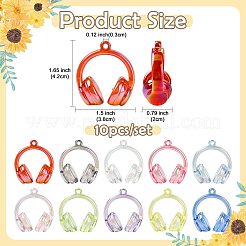 10Pcs 10 Colors UV Plating Transparent Acrylic Pendants&nbsp;TACR-FS0001-72