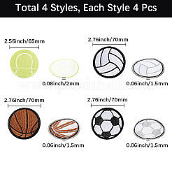 16Pcs 4 Styles Sports Theme Polyester Cloth Patches&nbsp;PATC-GF0001-98