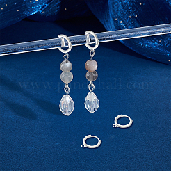 2 Pairs 925 Sterling Silver Hoop Earring Findings&nbsp;STER-UN0001-76
