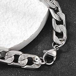 201 Stainless Steel Cuban Link Chains Bracelets for Women Men&nbsp;STAS-T077-19A-03P