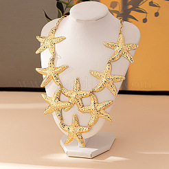 Starfish Alloy Statement Bib Necklaces&nbsp;FS-WG187D0-01