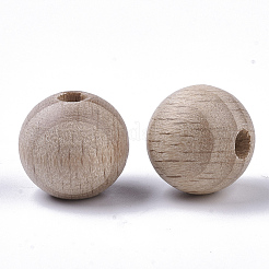 Undyed Natural Beech Wood Beads&nbsp;X-WOOD-T020-01B