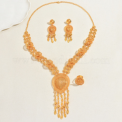 Vintage Alloy Hollow Teardrop Tassel Earrings & Necklaces & Rings Set for Wwomen&nbsp;YJ4810