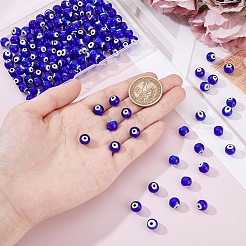 3 Strands Handmade Evil Eye Lampwork Round Bead Strands&nbsp;LAMP-HY0001-13A
