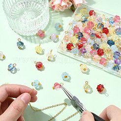 100Pcs 10 Colors Transparent Spray Paint Glass Pendants&nbsp;PALLOY-CJ00123