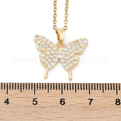 Brass Micro Pave Clear Cubic Zirconia Pendant Necklaces for Women&nbsp;NJEW-C076-19G