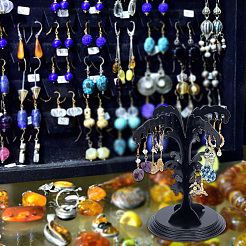 Spray Shaped Plastic Earring Display Trees&nbsp;EDIS-WH0016-037