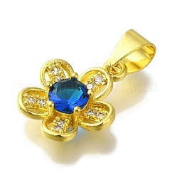 Flower Rack Plating Brass Micro Pave Cubic Zirconia Pendant&nbsp;KK-H485-01G