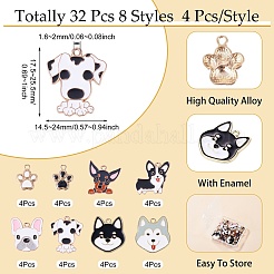 32Pcs 8 Styles Alloy Enamel Pendants&nbsp;ENAM-TA0004-18