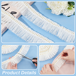 4 Yards Polyester Pleated Lace Trim&nbsp;OCOR-WH0085-42A