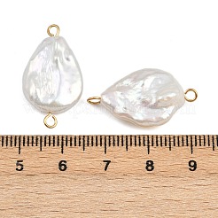 Natural Freshwater Pearl Keshi Pearl Teardrop Connector Charms&nbsp;STAS-D378-15G
