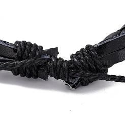 Adjustable Casual Unisex Zinc Alloy and Braided Leather Multi-strand Bracelets&nbsp;BJEW-BB15639-B