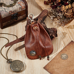 Vintage Cowhide Leather Coin Pouches Wallet Drawstring Bags with Clasps&nbsp;AJEW-CY0002-63