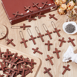 DIY Dyed Wood Cross Pendants Decoration Making Kits&nbsp;DIY-SP0006-46