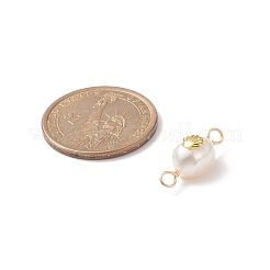 Grade AA Natural Cultured Freshwater Pearl Connector Charms with Golden Tone Alloy Slices&nbsp;PALLOY-JF01996-02