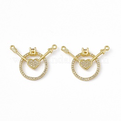 Brass Micro Pave Clear Cubic Zirconia 2-Loop Pendants&nbsp;KK-E068-VC023