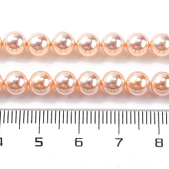 UV Plating Pearlized Glass Pearl Beads Strands&nbsp;GLAA-F128-01A-T7