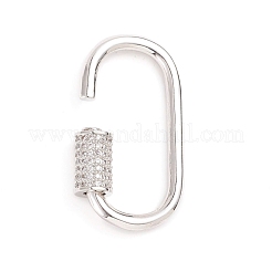Brass Micro Pave Clear Cubic Zirconia Screw Carabiner Lock Charms&nbsp;ZIRC-E164-10P