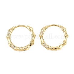 Bamboo Brass Micro Pave Clear Cubic Zirconia Hoop Earrings&nbsp;EJEW-D348-03G