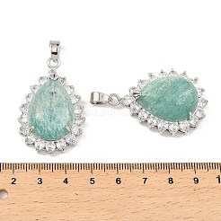Natural Amazonite & Rhinestone Pendants&nbsp;G-K338-31P-04