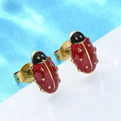 304 Stainless Steel Enamel Stud Earrings&nbsp;EJEW-S259-01B-G