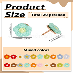 20Pcs Flower Polyester & Alloy Push Pins Set&nbsp;AJEW-WH0460-138KCG