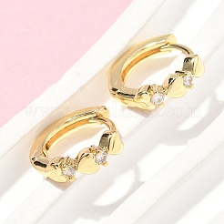 Heart Brass Micro Pave Clear Cubic Zirconia Hoop Earrings&nbsp;EJEW-Z102-26G