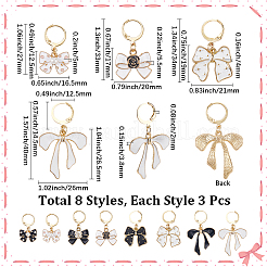 24Pcs 8 Styles Bowknot Alloy Enamel Pendant Locking Stitch Markers&nbsp;HJEW-SC00117