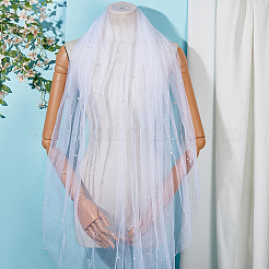 Organza & Imitation Pearls & Iron Lace Long Bridal Veils&nbsp;AJEW-WH0596-965A-01
