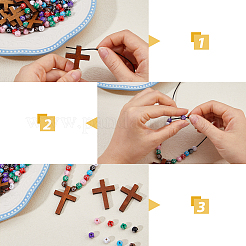 DIY Round with Cross Pendant Necklace Making Kits&nbsp;DIY-DC0004-03