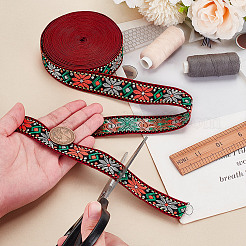 10 Yards Ethnic Style Polyester Jacquard Flower Ribbon&nbsp;OCOR-PH0004-86B