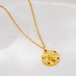 Summer Ocean 304 tainless Steel Starfish Coin Pendant Necklaces for Women&nbsp;HZ2181-1
