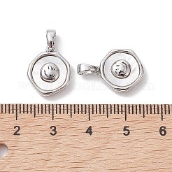 Rack Plating Brass Pave Shell Flat Round Charms with Smiling Face&nbsp;KK-K360-05P