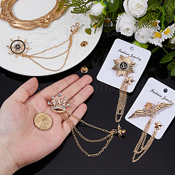 4Pcs 4 Styles Alloy Hanging Chain Brooch&nbsp;JEWB-FH0002-20