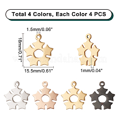 16Pcs 4 Colors 201 Stainless Steel Pendants&nbsp;STAS-UN0030-78