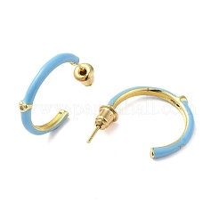 Real 18K Gold Plated Brass Ring Stud Earrings&nbsp;EJEW-L268-014G-01