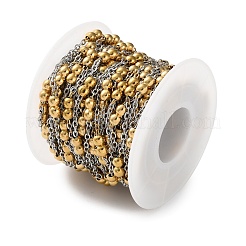 304 Stainless Steel Cable Chains with Beads&nbsp;CHS-F020-10GP