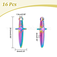 16Pcs Ion Plating(IP) 304 Stainless Steel Pendants&nbsp;STAS-UN0045-38