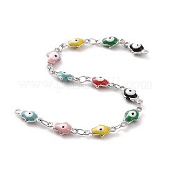 Enamel Hamsa Hand with Evil Eye Link Chains&nbsp;CHS-G023-01P-02