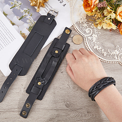 3Pcs 3 Styles Cowhide Leather Bracelets&nbsp;BJEW-CL0001-39A