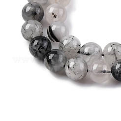 Natural Tourmalinated Quartz Beads Strands&nbsp;G-P336-02A-8mm