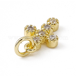 Brass Micro Pave Clear Cubic Zirconia Charms&nbsp;ZIRC-F132-63G