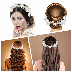 Alloy & Rhinestone & Resin Floral Hair Bands Embellishments for Women&nbsp;OHAR-WH20009-02A