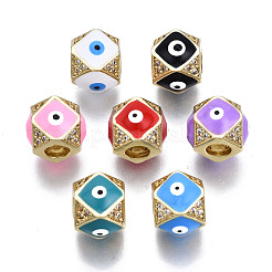 Brass with Cubic Zirconia Rhombus European Beads&nbsp;ZIRC-N039-173-NF